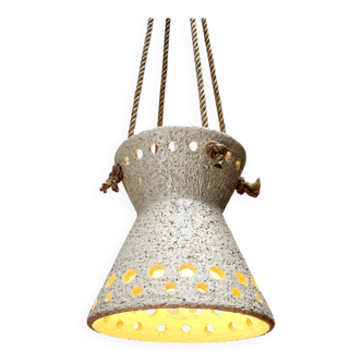 White ceramic pendant lamp in mid-century modern Danish style, 1960s.