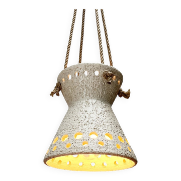White ceramic pendant lamp in mid-century modern Danish style, 1960s.