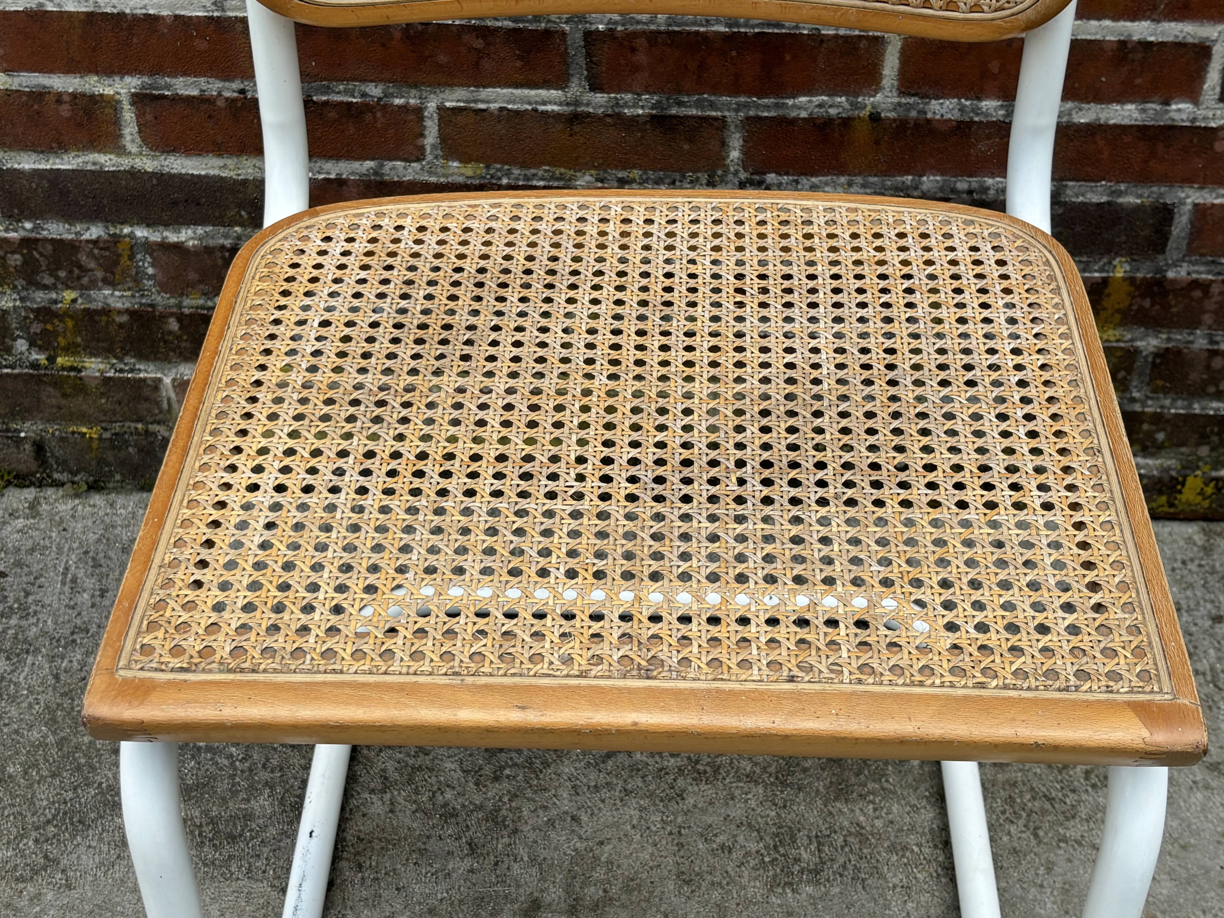 Cesca chair b32 model in white and wood by Marcel Breuer