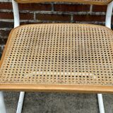 Cesca chair b32 model in white and wood by Marcel Breuer