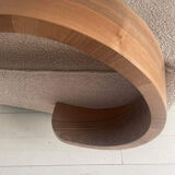 Art deco armchair in walnut and curly fabric