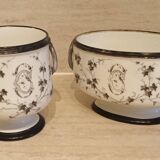 Painted porcelain planter and pot signed P. AGIN