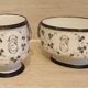 Painted porcelain planter and pot signed P. AGIN