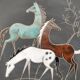 Assiette décorative vintage Ruscha « Trois chevaux »
