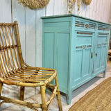 Parisian calypso buffet, patinated blue of the sea