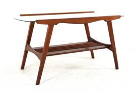Coffee Table with Glass and Magazine Holder - mid century dutch design