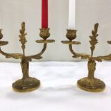 Paire de candélabre bronze rocaille