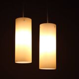 1980s pair of Aureliano Toso glass pendant lights, Italy