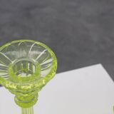 Pair Uranium or annagreen glass candlesticks by Vallerysthal & Portieux