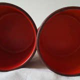 Vintage red metal pots kitchen storage