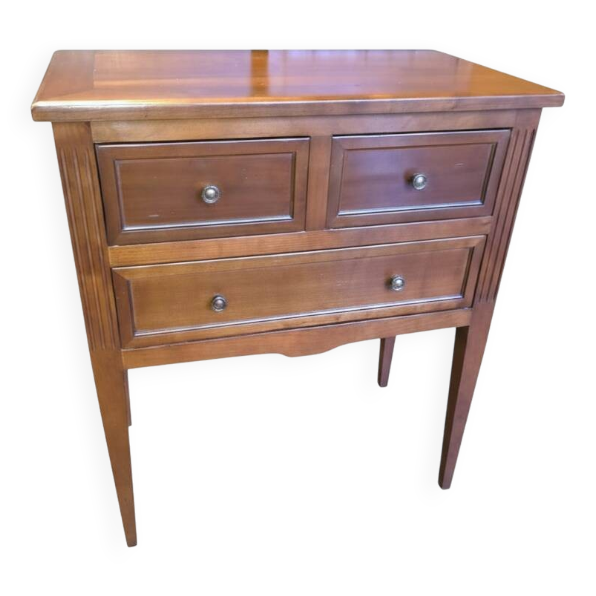 Louis XVI style commode in solid cherry wood.