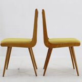 1960s Set of Four Restored Rare Dining Chairs, Czechoslovakia