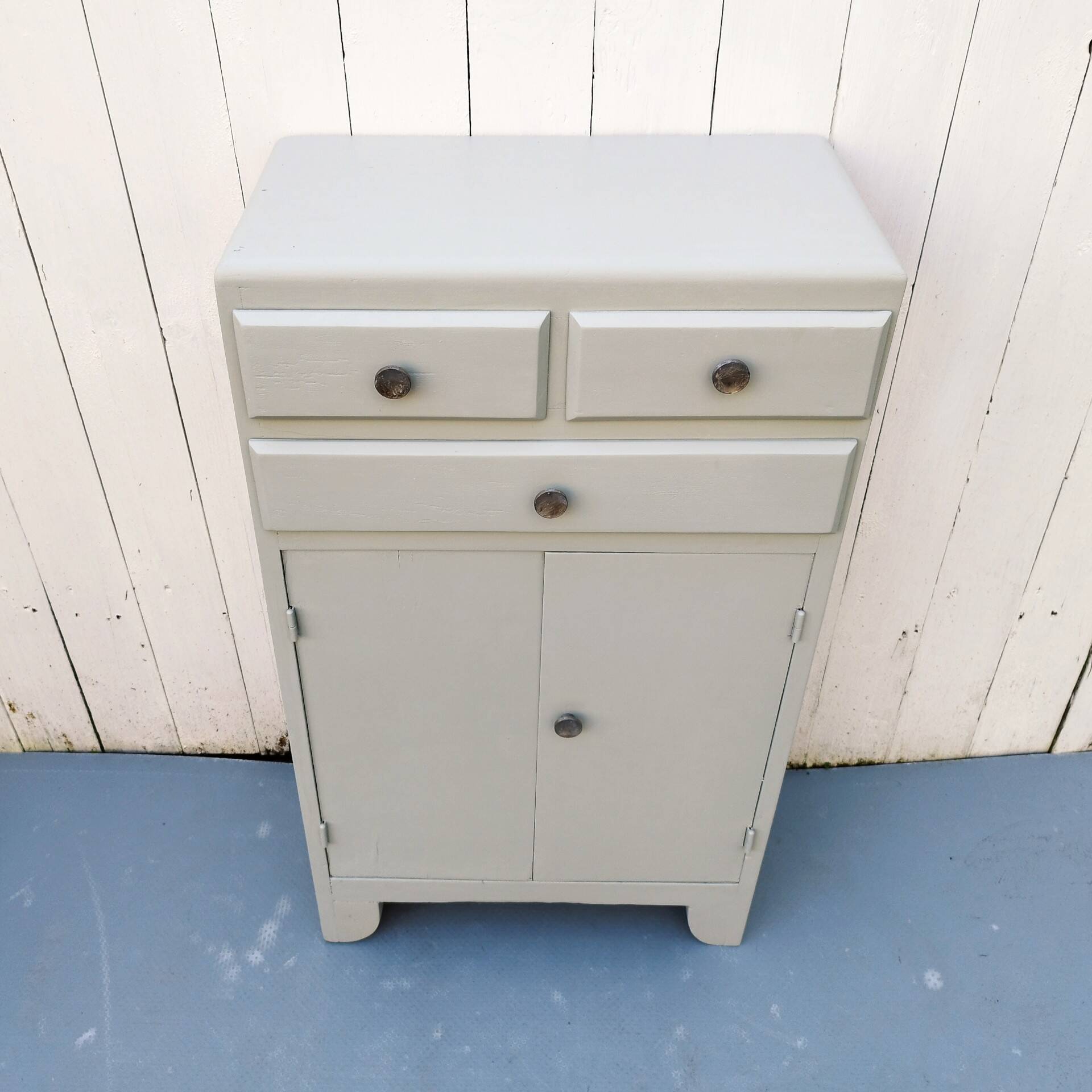 Vintage gray painted wood side furniture