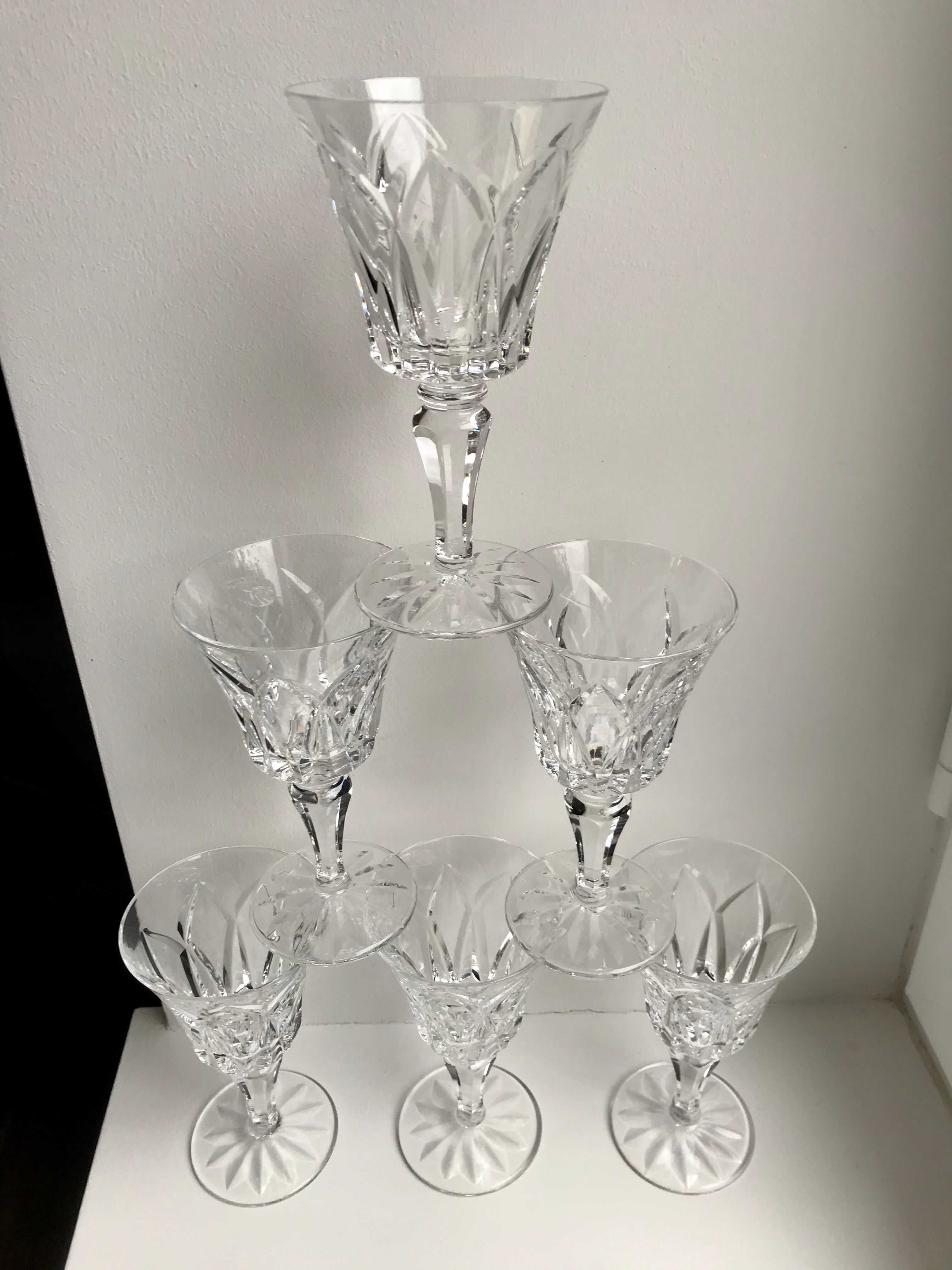 Set of 6 crystal wine glasses 50s