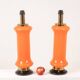 Pair of orange glass lamps. 1970s.