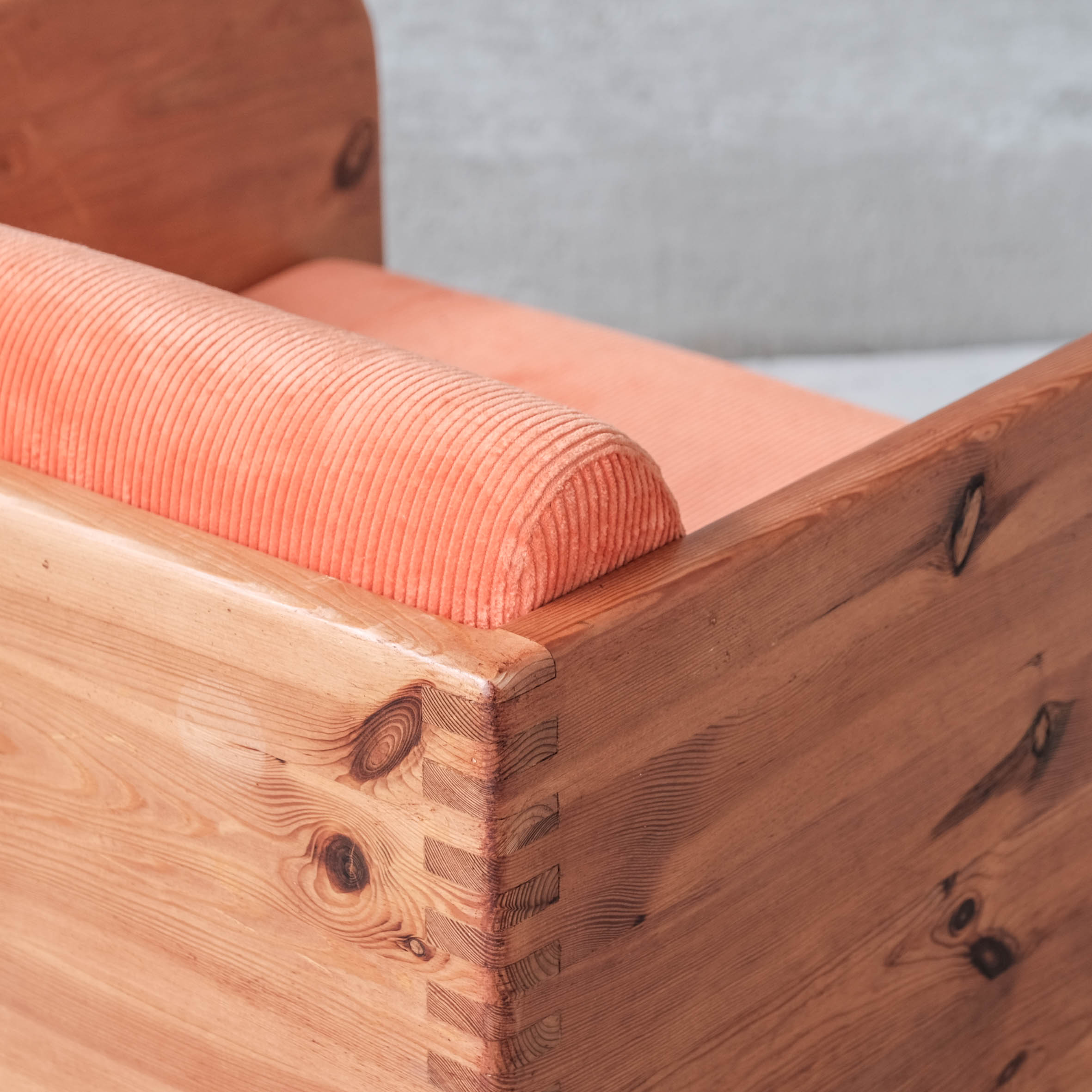 Pair of mid-century pine armchairs