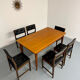 Lot of 6 Scandinavian design chairs in wood and black faux leather an70.