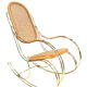Vintage brass curved wooden rocking chair