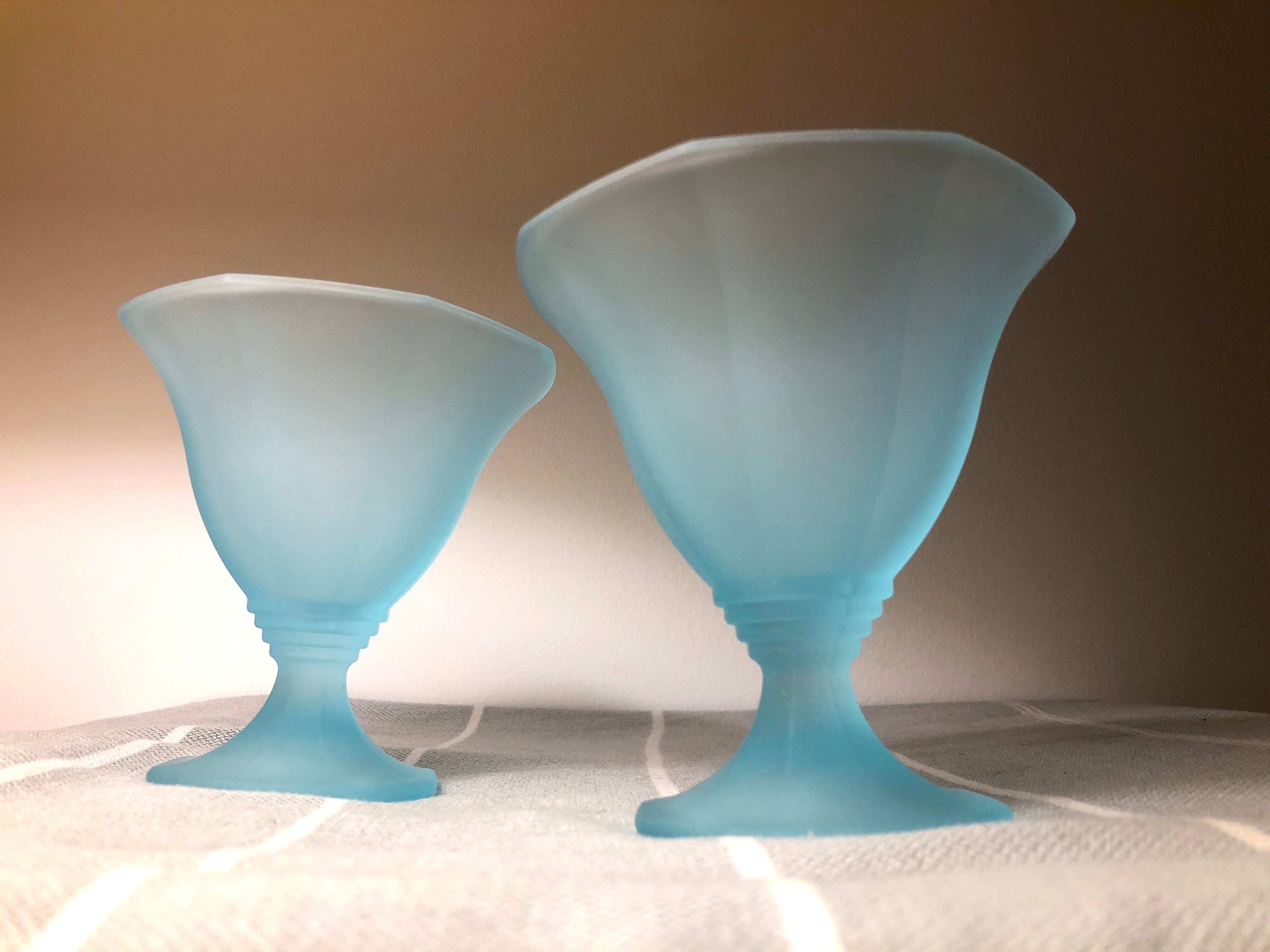 Vintage frosted blue ice cups