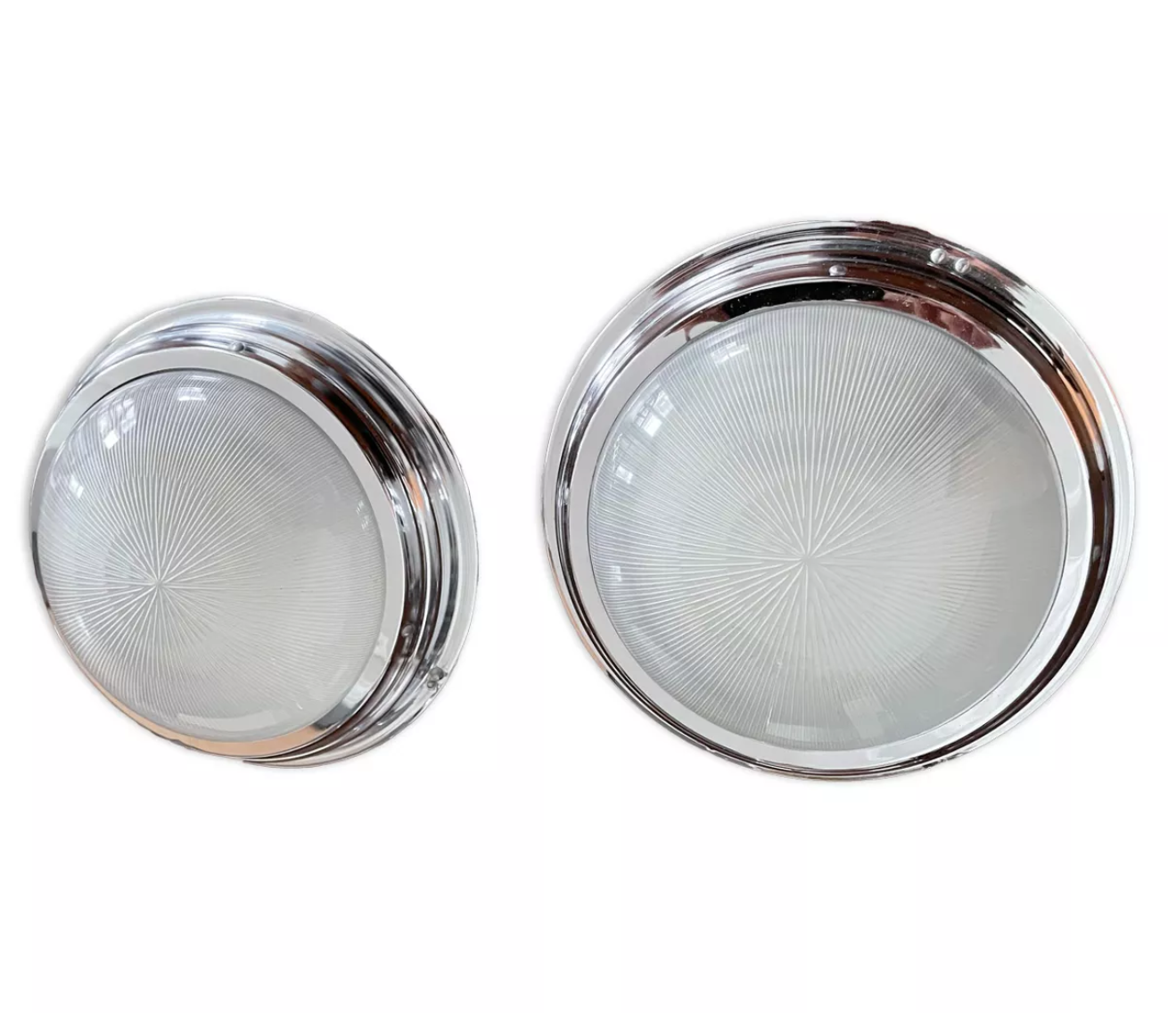 Pair of holophane wall lamps, chrome metal, france 1930 vintage art deco