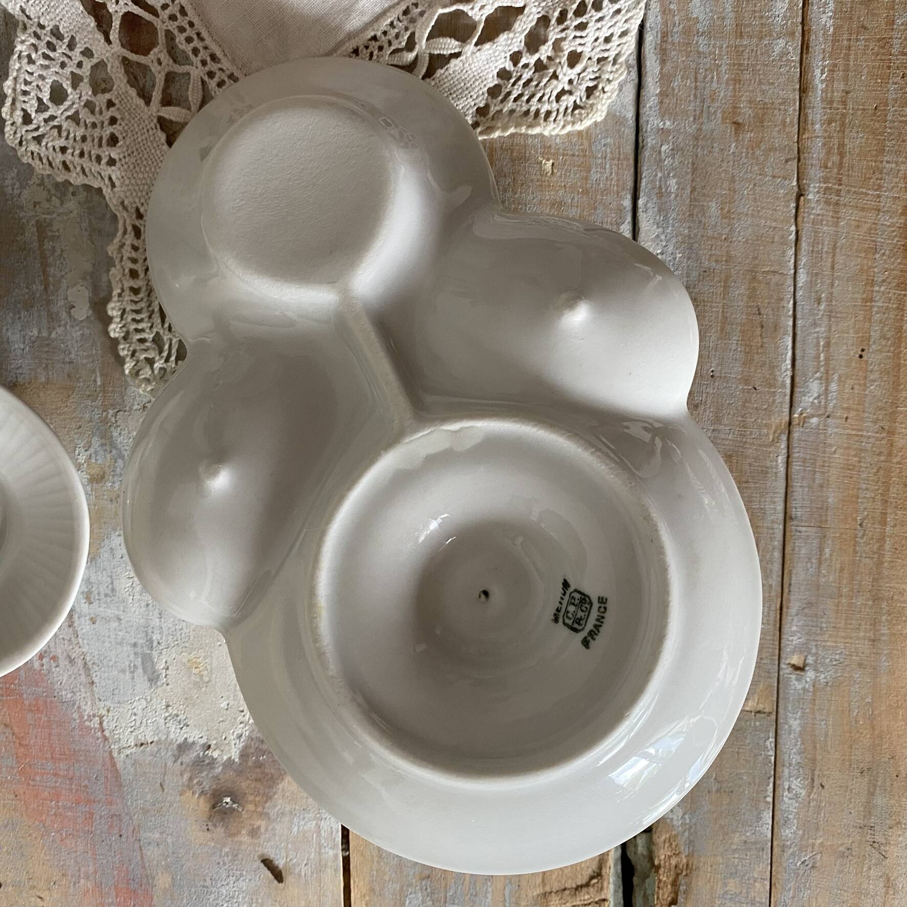 Antique porcelain egg cups Mehun