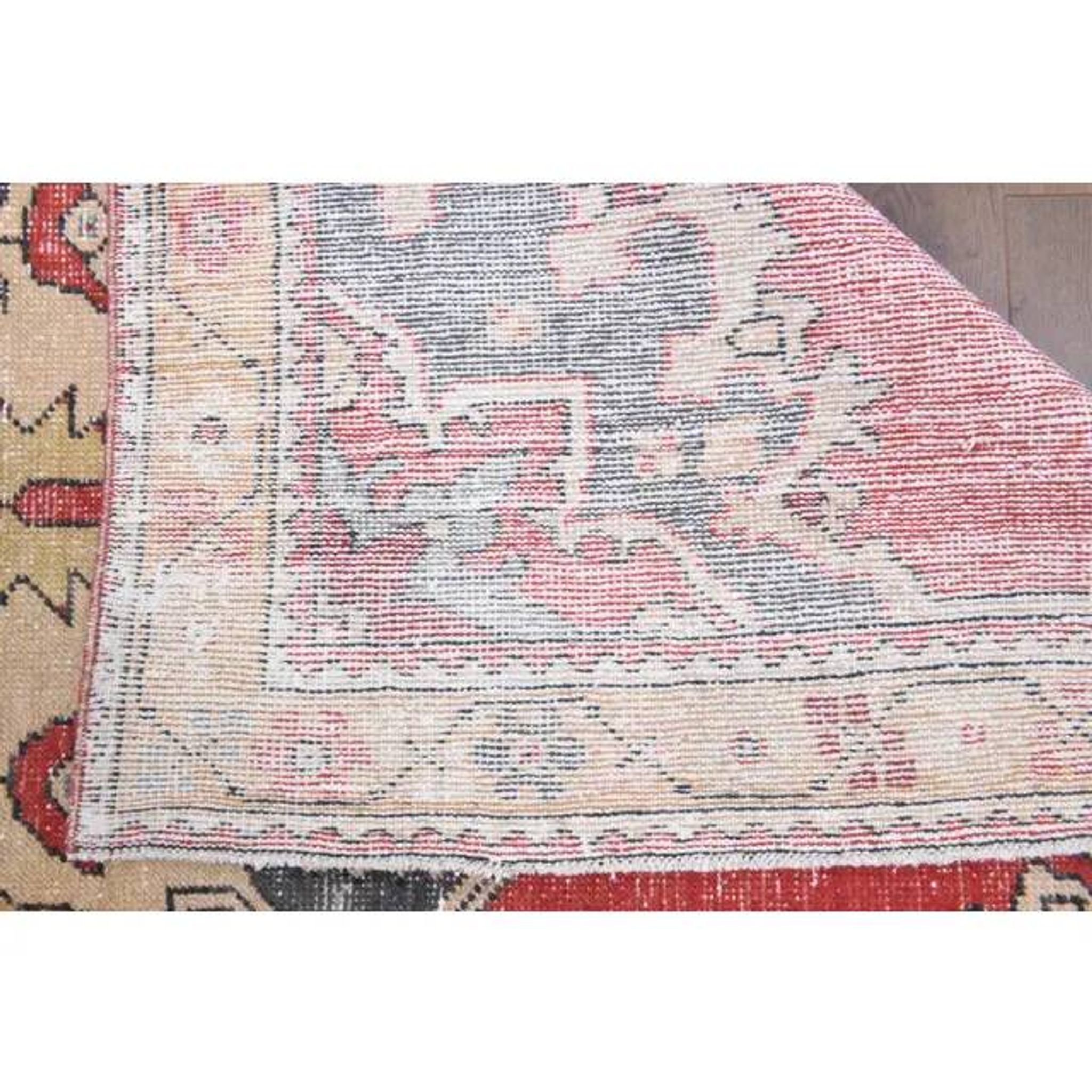 Vintage Turkish Oushak Handmade Wool Cotton Red Area Rug 130x240