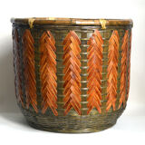 Bamboo and woven wicker pot cover