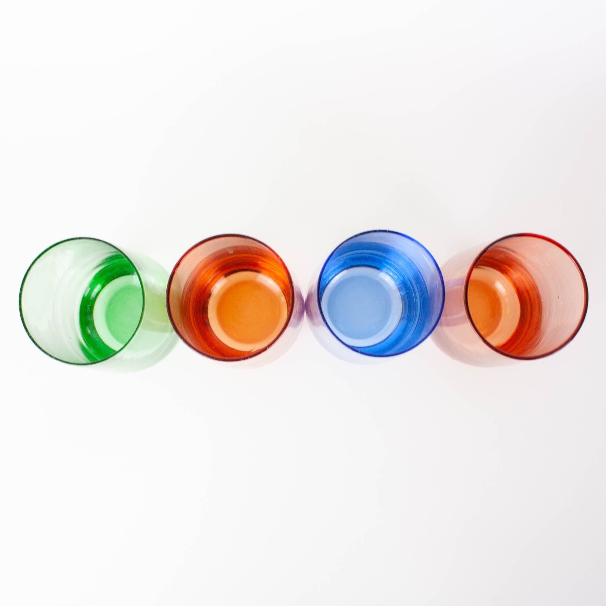 Set of 4 Italian Colorful Glasses, 1980s