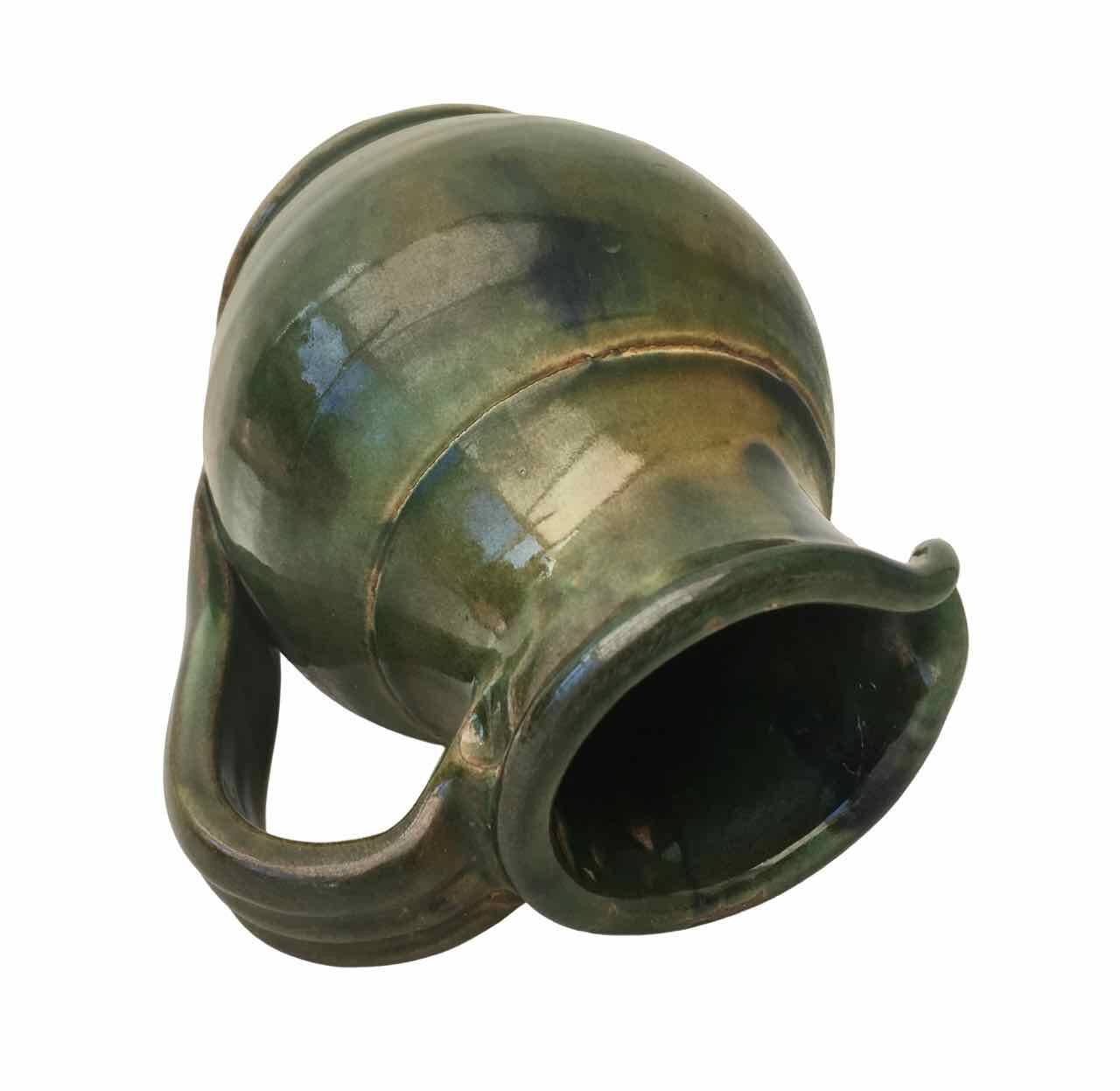 Vintage enameled terracotta pitcher