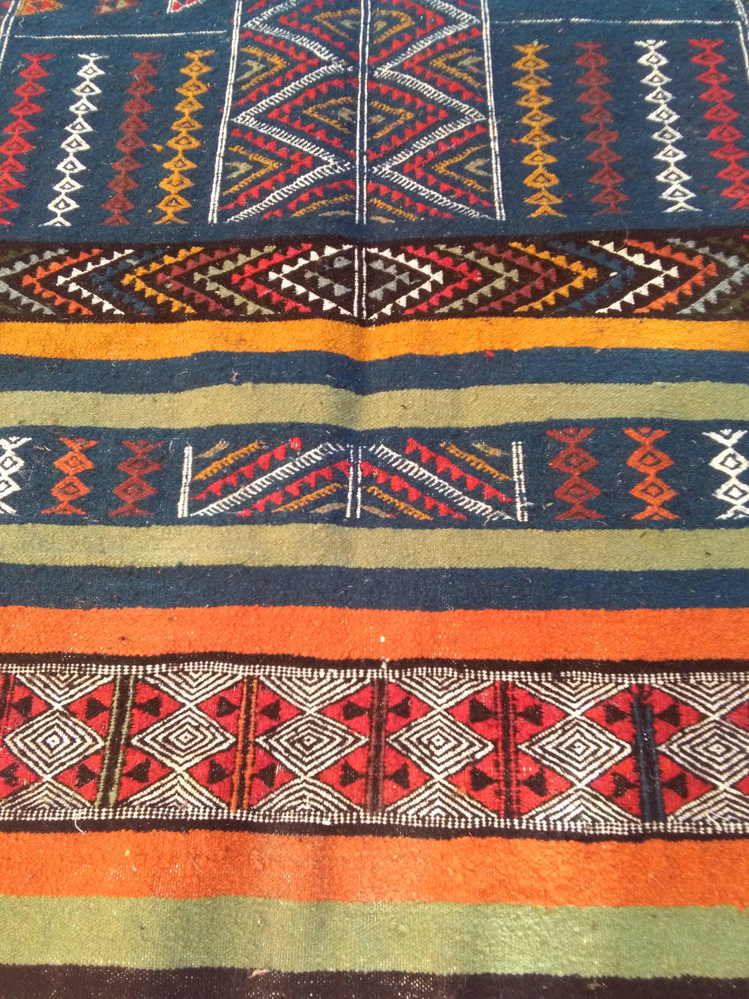 Carpet kilim blue in wool 97x198cm