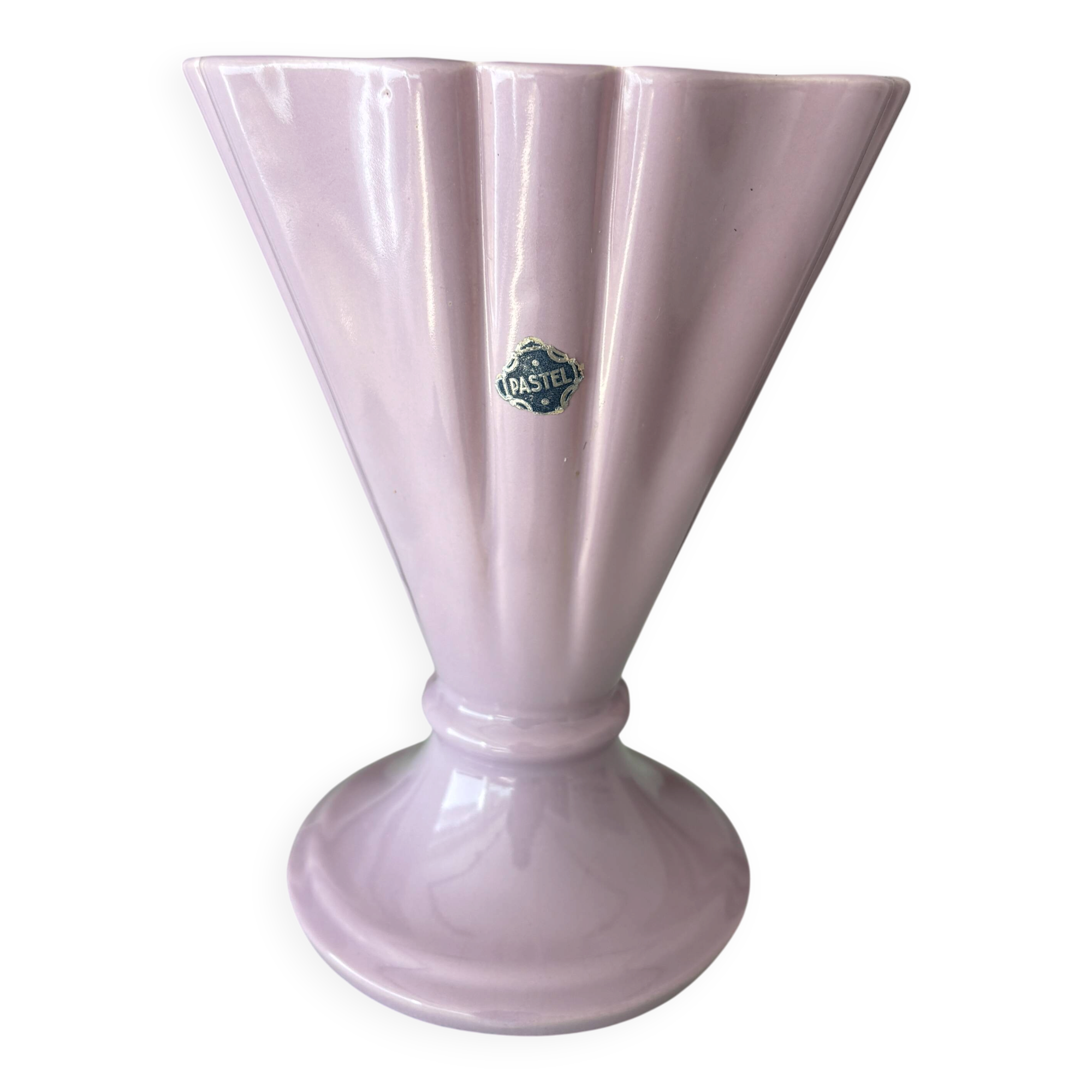 Vintage Art Deco vase in pastel pink ceramic