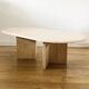 Oval travertine coffee table with Y base