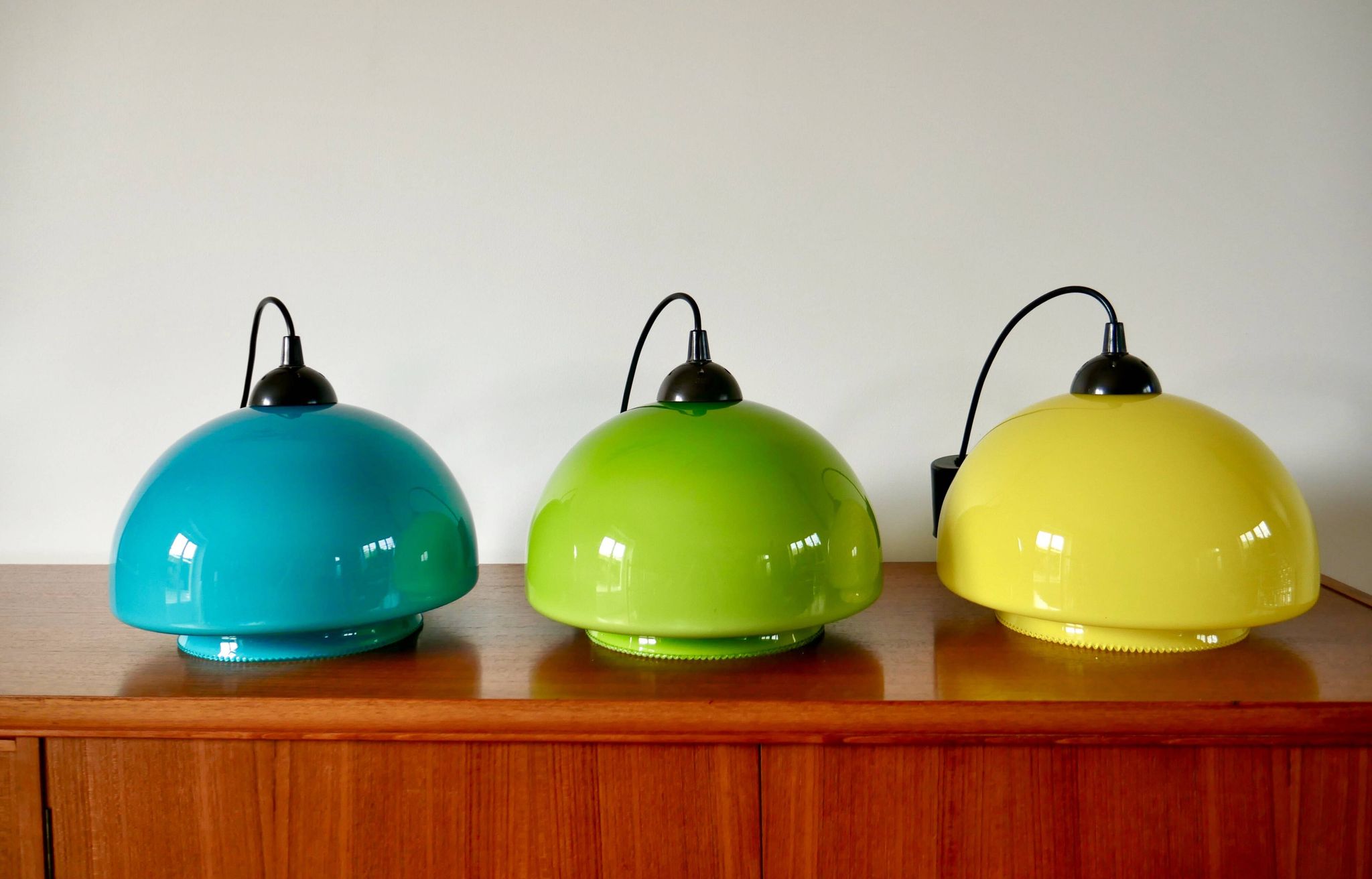 Suspension in green opaline mushroom design 60s-70s