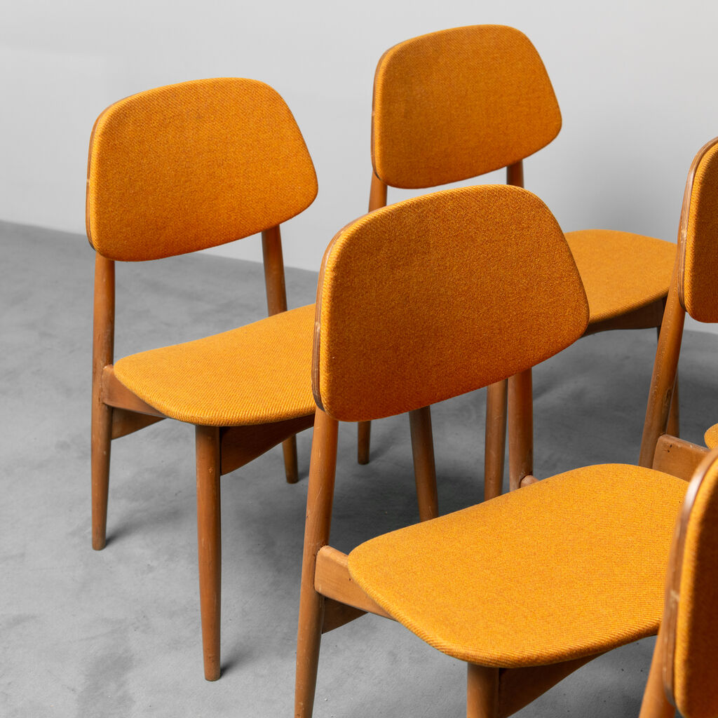 Set 6 chairs wooden fabric scandinavian style 60