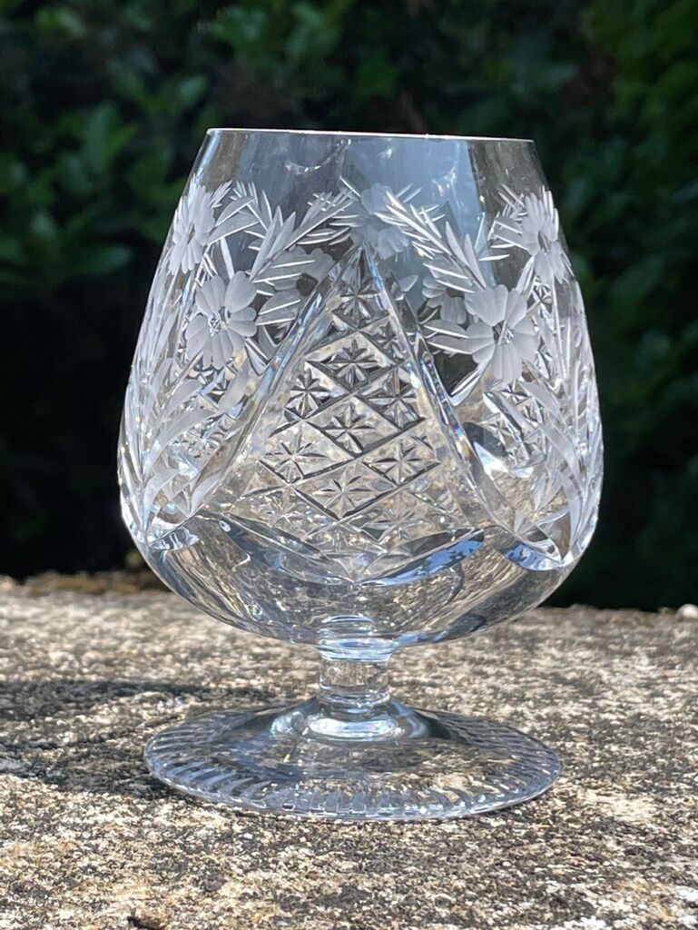 6 cognac glasses – blown and cut crystal