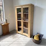 Glass cabinet or display case in pine 1950