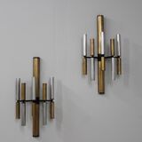 Stilnovo brass and aluminun tubes sconces 1950s