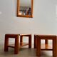 Old mirror in solid elm design from the 70s vintage brutalist style