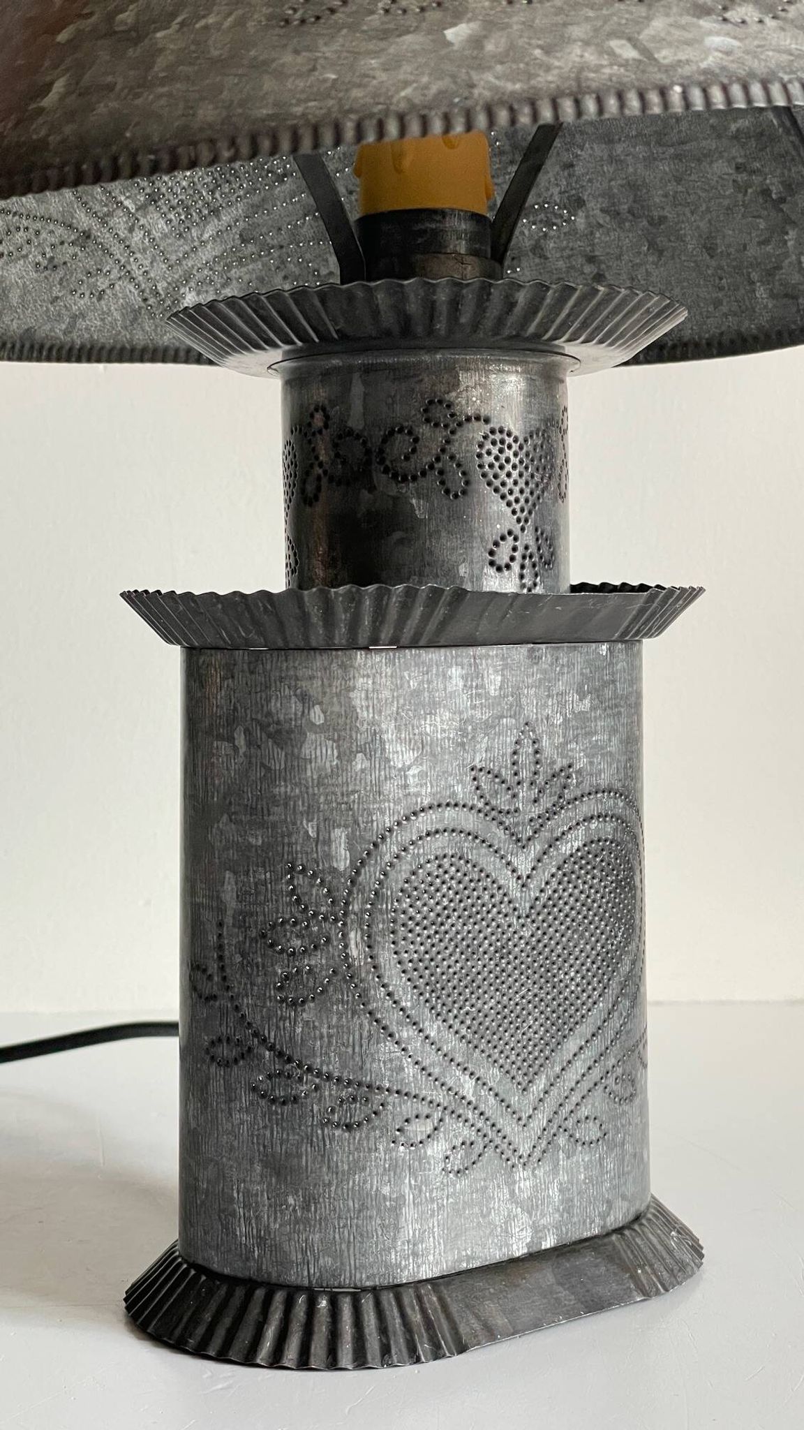LAMPE Coeur ZINC Vintage
