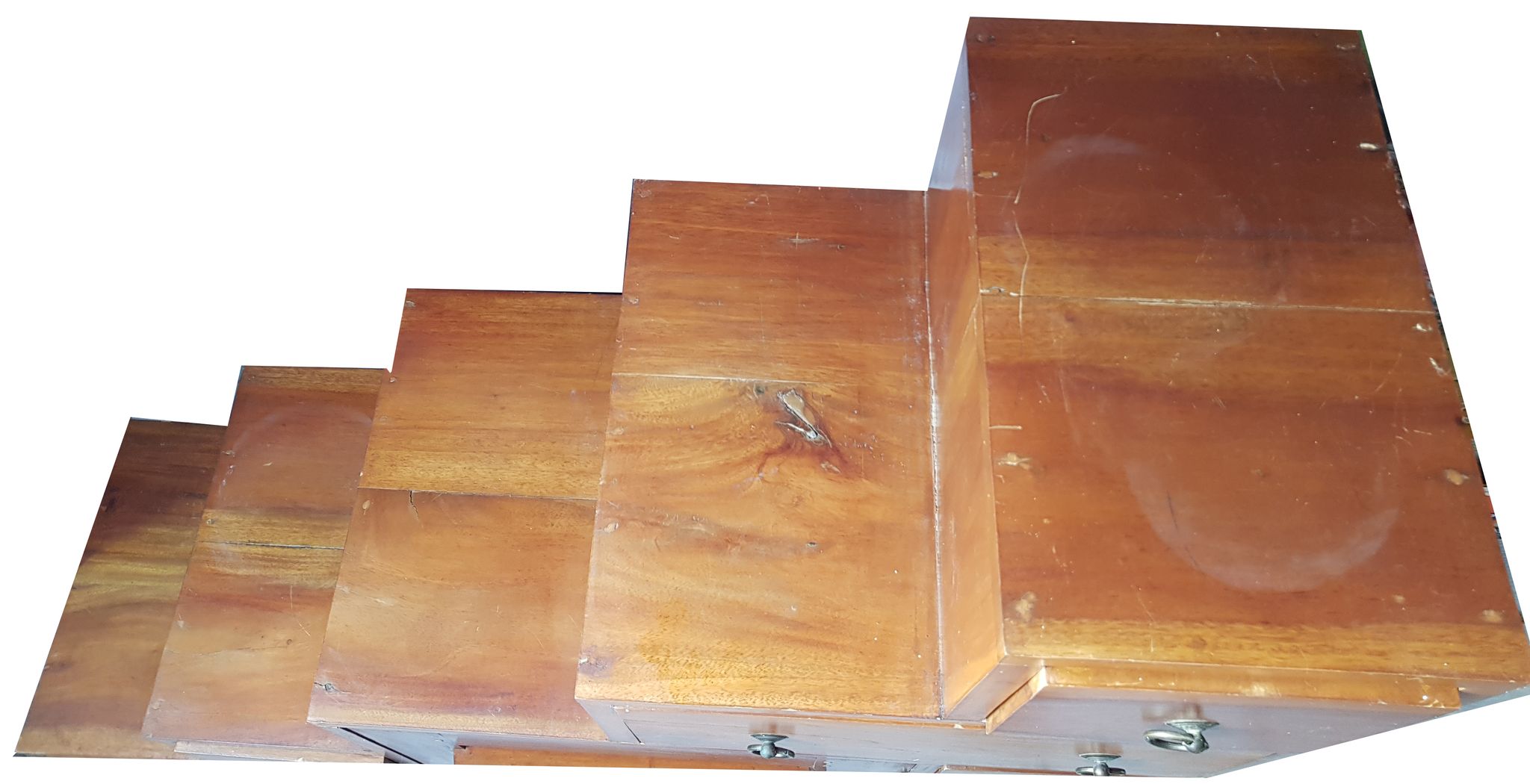 Solid exotic wood staircase cabinet - 7 Drawers and 1 door