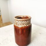 Vintage KIL Yugoslavia Ceramic Vase: Speckled Brown Glaze, 1970s Rustic Pot