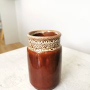 Vintage KIL Yugoslavia Ceramic Vase: Speckled Brown Glaze, 1970s Rustic Pot