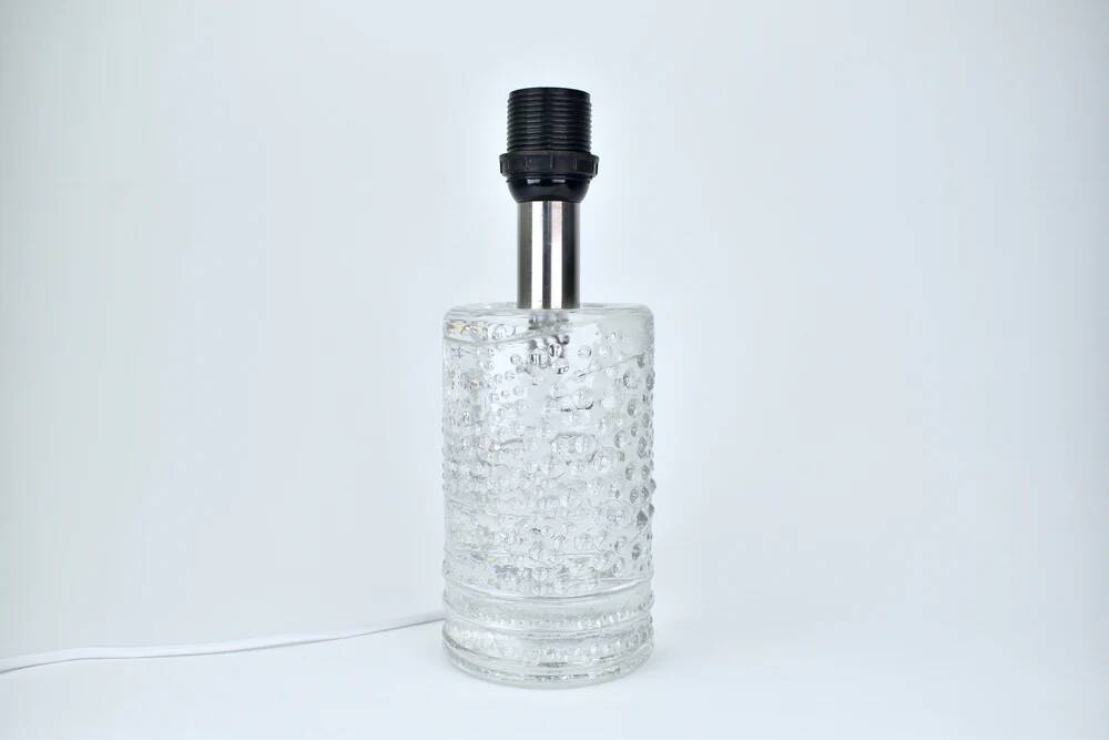 Mid-century solid crystal structured table lamp by Willem Heesen for Royal Leerdam