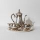 Silver-Plated Vintage Tea Set from England, 1940s: Teapot, Cups & Tray in Silver Metal