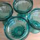 Ensemble de 4 coupes à glaces ou dessert en verre couleur bleu turquoise