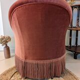 Fauteuil crapaud velours rose