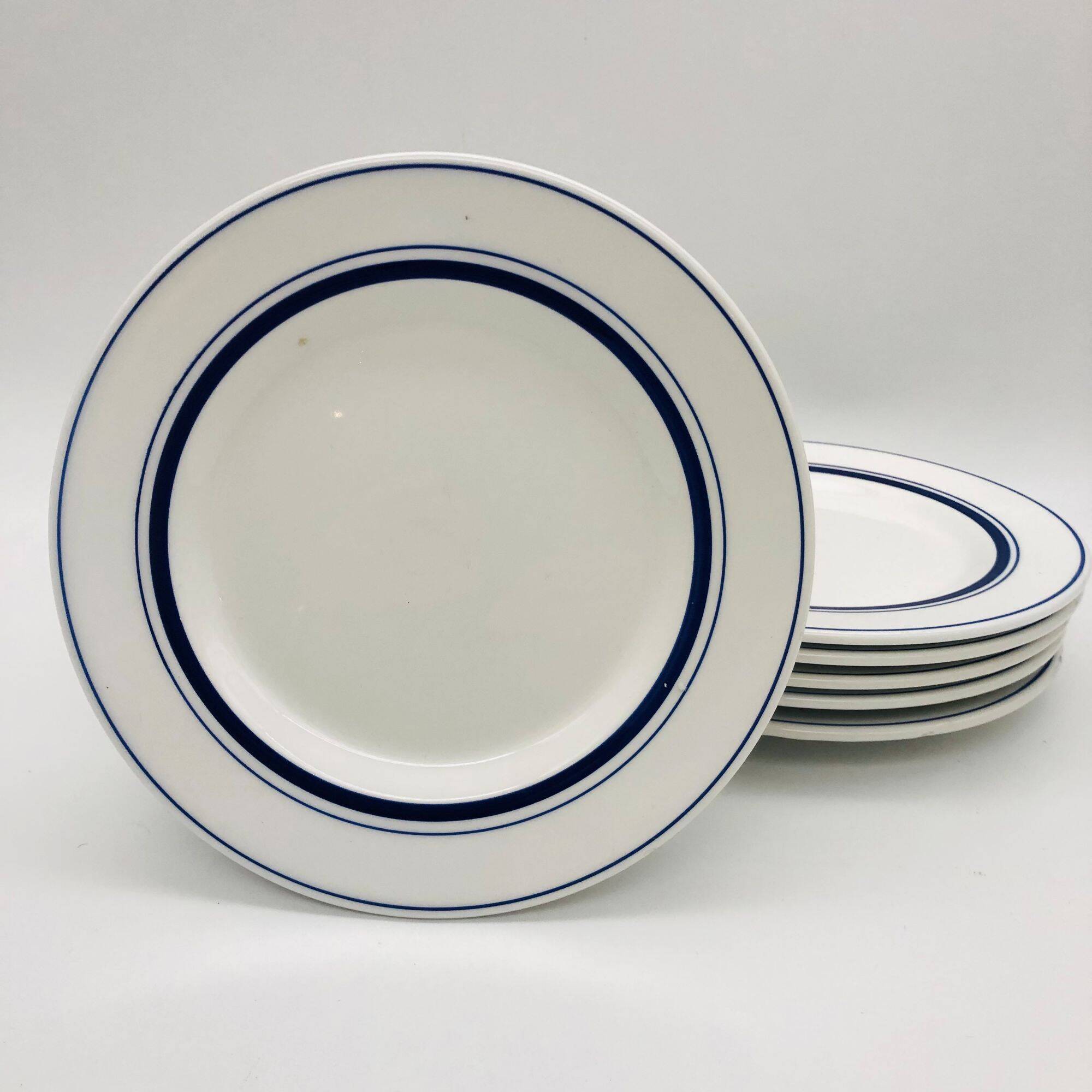 6 Assiettes dessert Quadrifoglio - Italy - Liseré bleu.