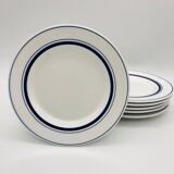 6 Assiettes dessert Quadrifoglio - Italy - Liseré bleu.