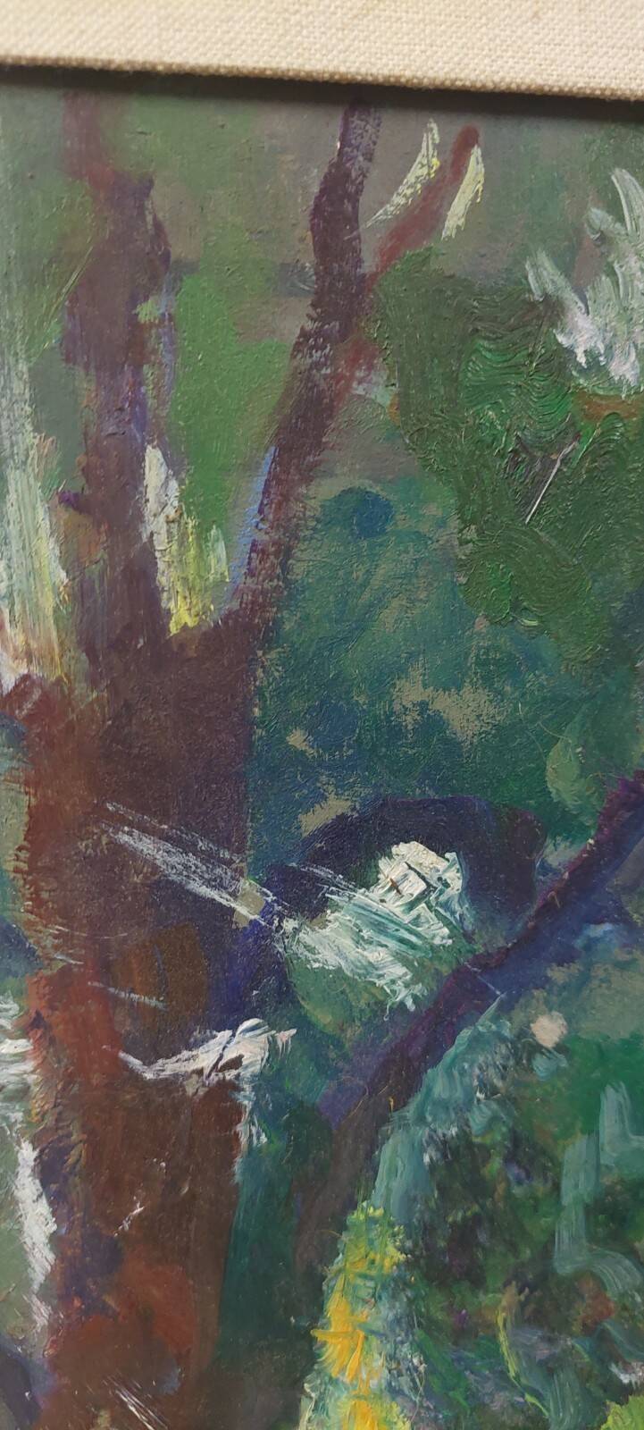 Oil painting on panel early 1900 landscape impressionist frame