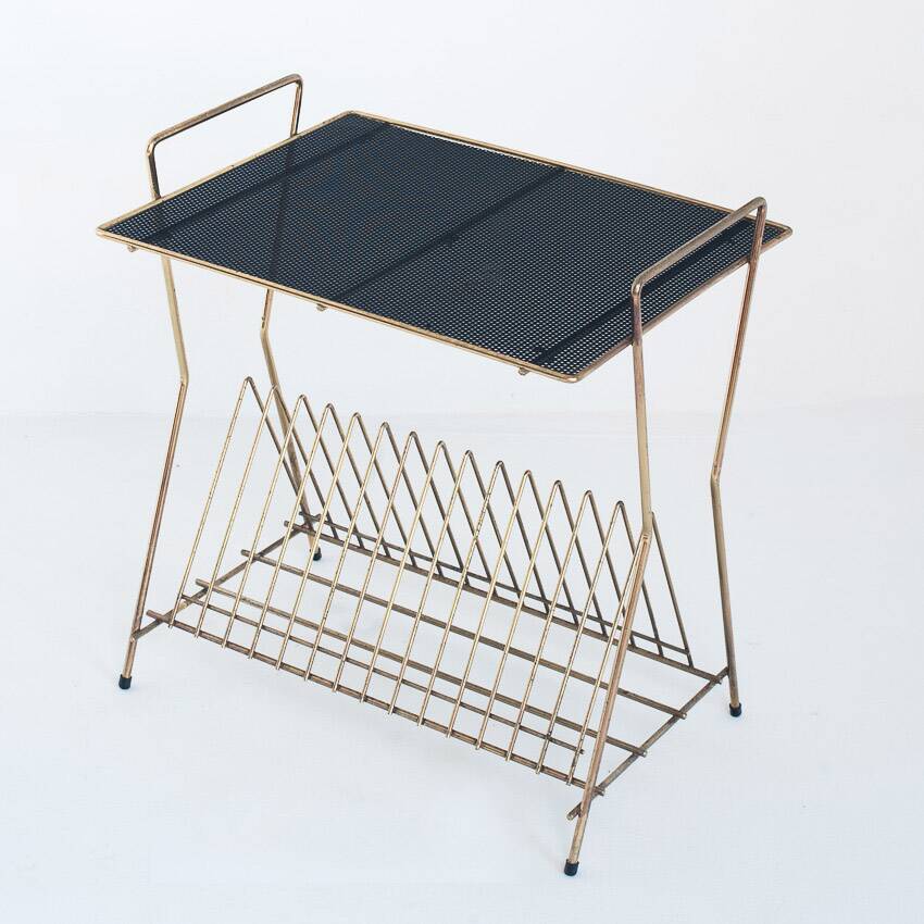 Vintage vinyl record table or magazine rack. France, 1950s